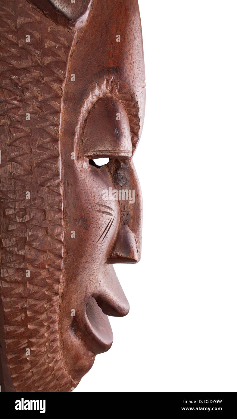 Máscara perfil africana sobre fondo blanco Fotografía de stock - Alamy