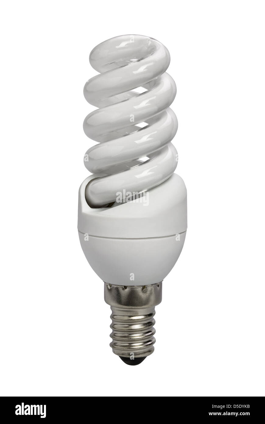 Lámpara de ahorro de energía sobre fondo blanco. Foto de stock