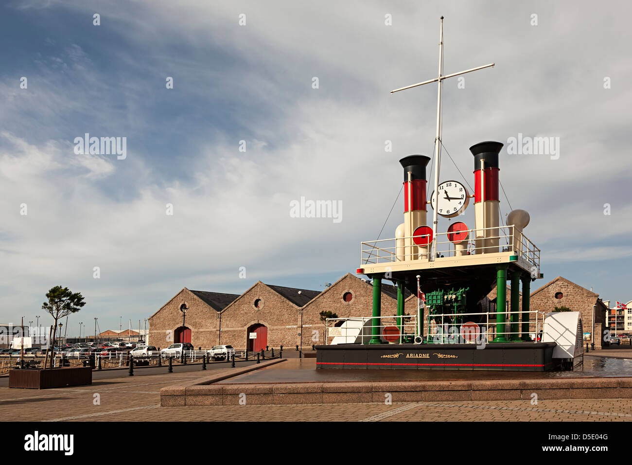 Reloj de vapor teh Ariadna, St Helier, Jersey, Islas del Canal, REINO UNIDO Foto de stock