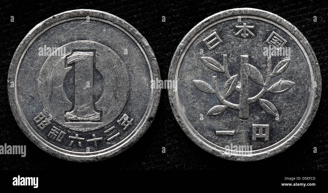 1 yenes, Japón Foto de stock