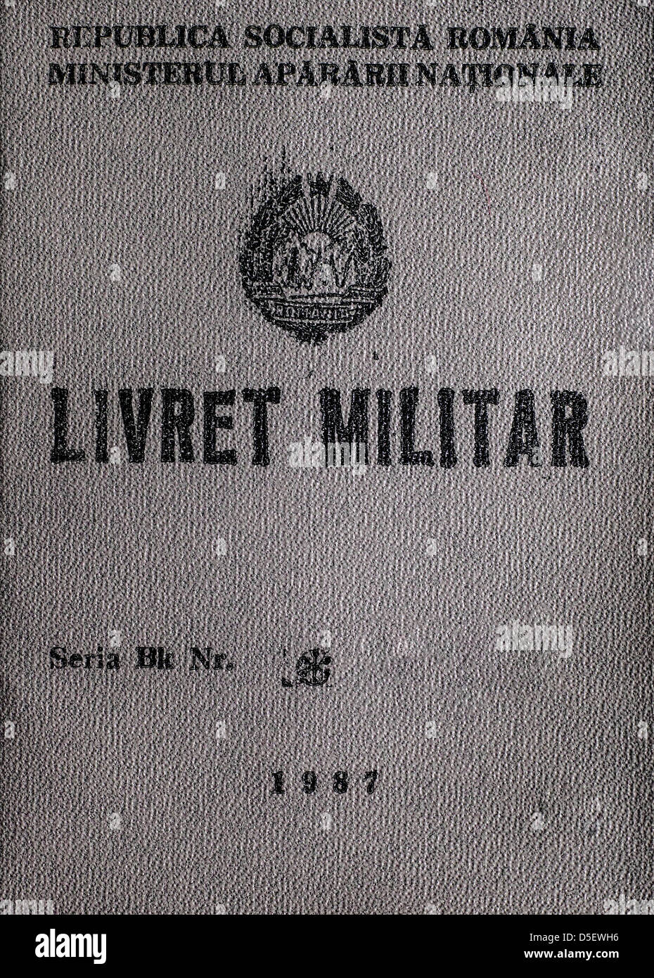 Tarjeta de identificación militar rumana (República Socialista de Rumania) Foto de stock