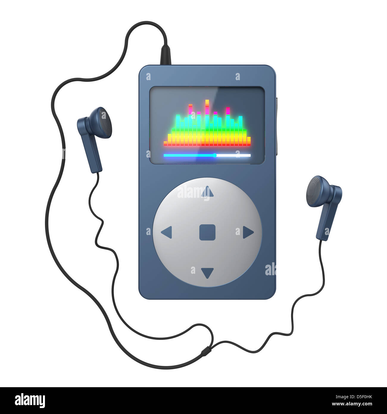 Modelo 3D de azul digital media player aislado sobre fondo blanco