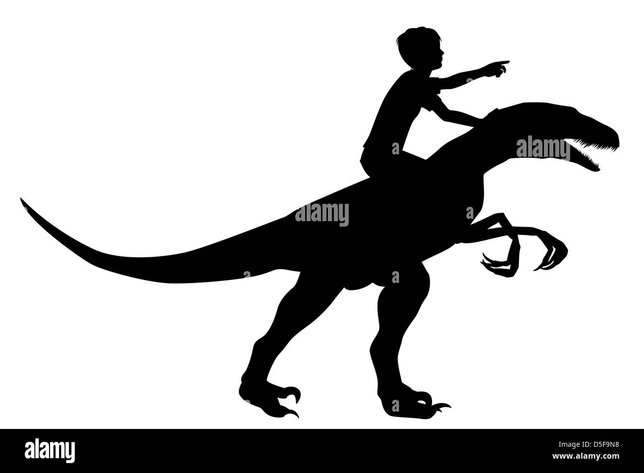 Se ilustra la silueta de un muchacho montando un dinosaurio velociraptor  Fotografía de stock - Alamy