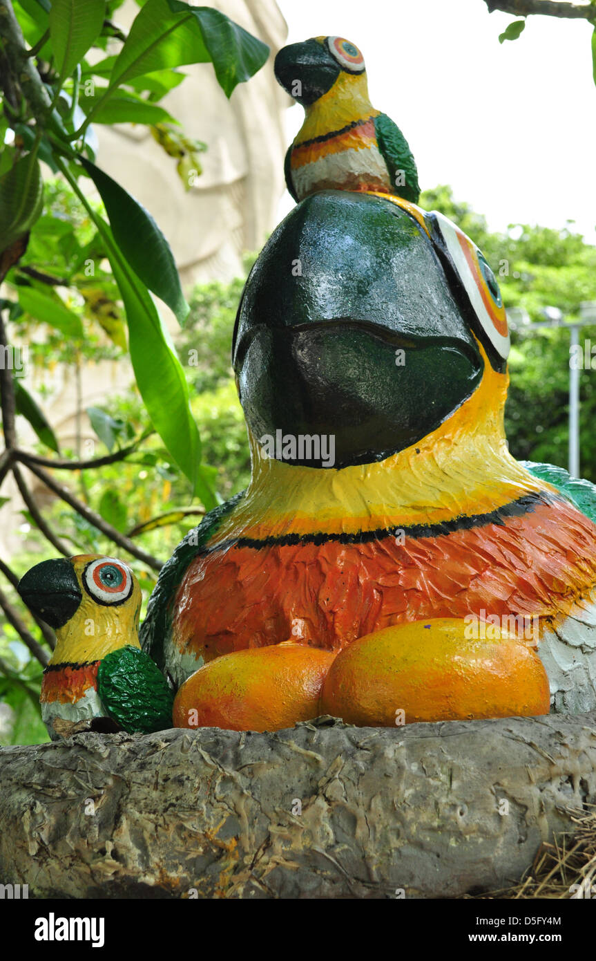 Toucan Pájaro, pollito y huevos en Imbiah Lookout, Isla Sentosa Foto de stock