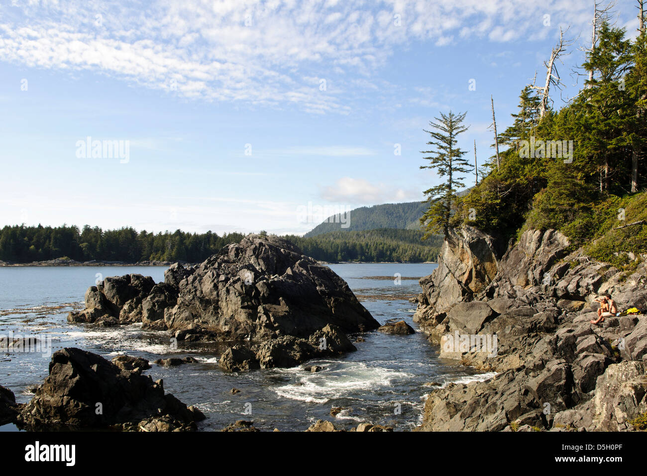 La Isla de Vancouver, Clayoquot Sound. Afloramiento rocoso en Hot Springs Cove. Foto de stock