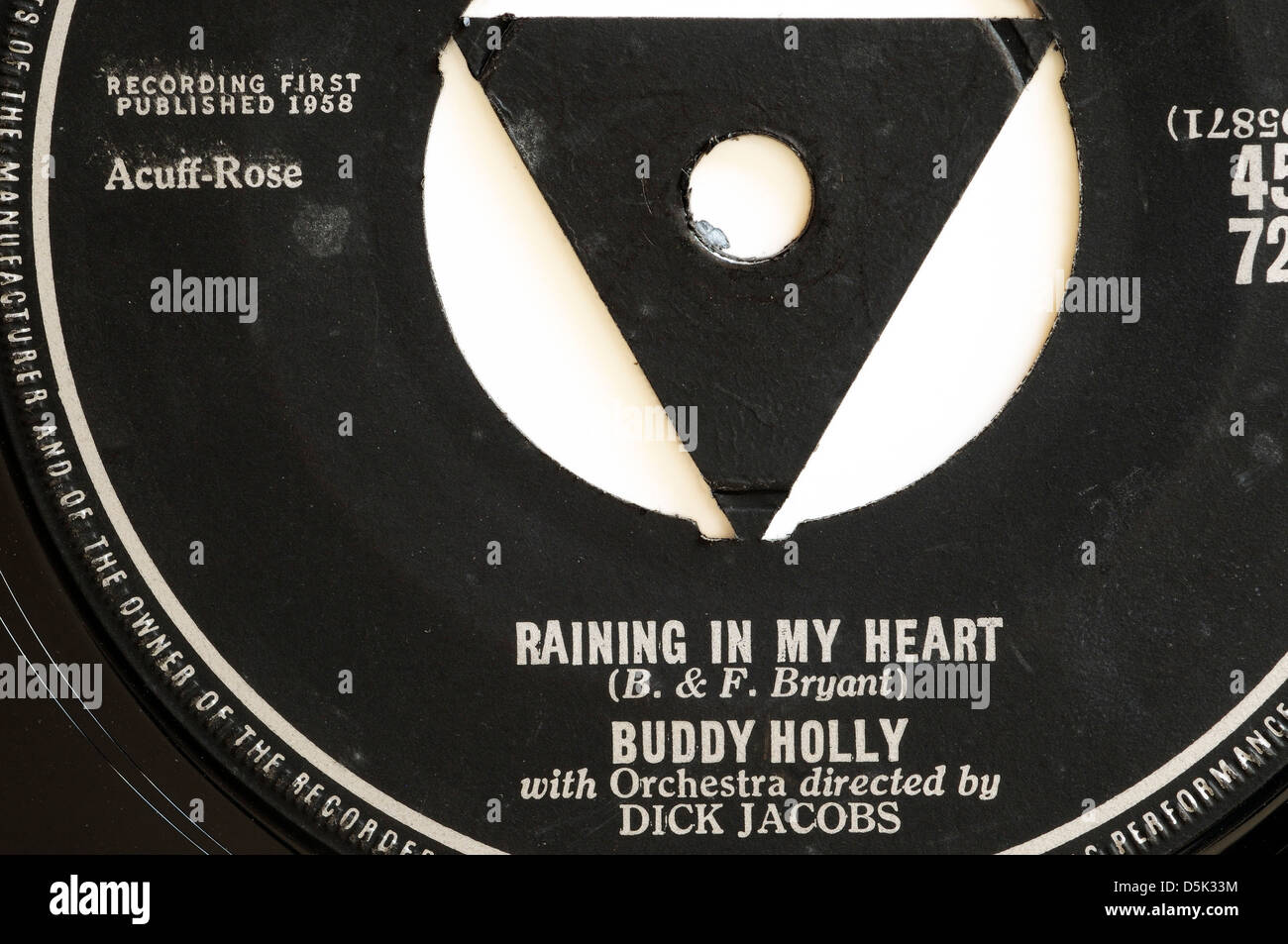 Buddy Holly lloviendo en mi corazón 7' solo discográfica Foto de stock