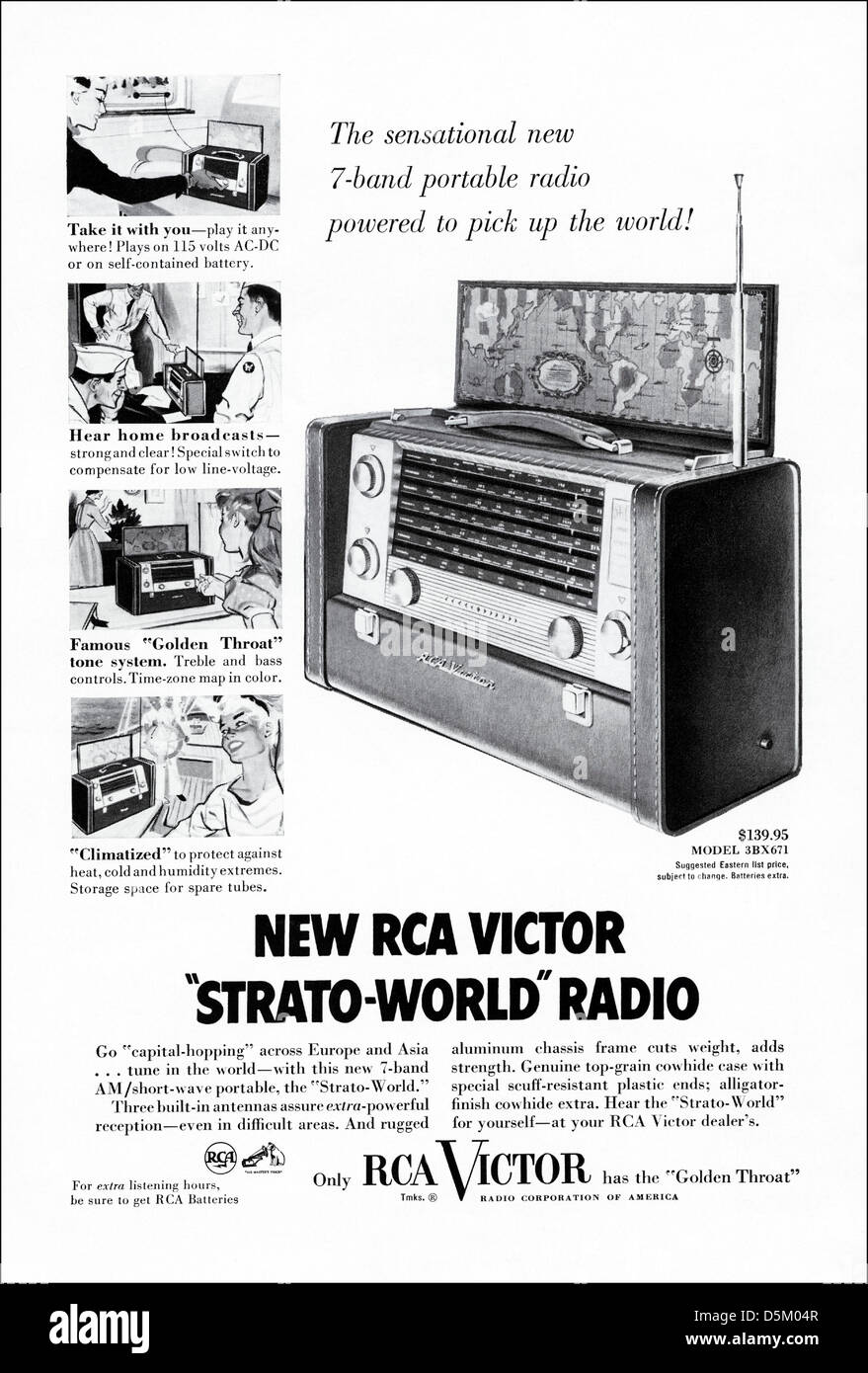 Anuncio 1950 radio portátil RCA Victor anuncio en revista americana en 1954  Fotografía de stock - Alamy