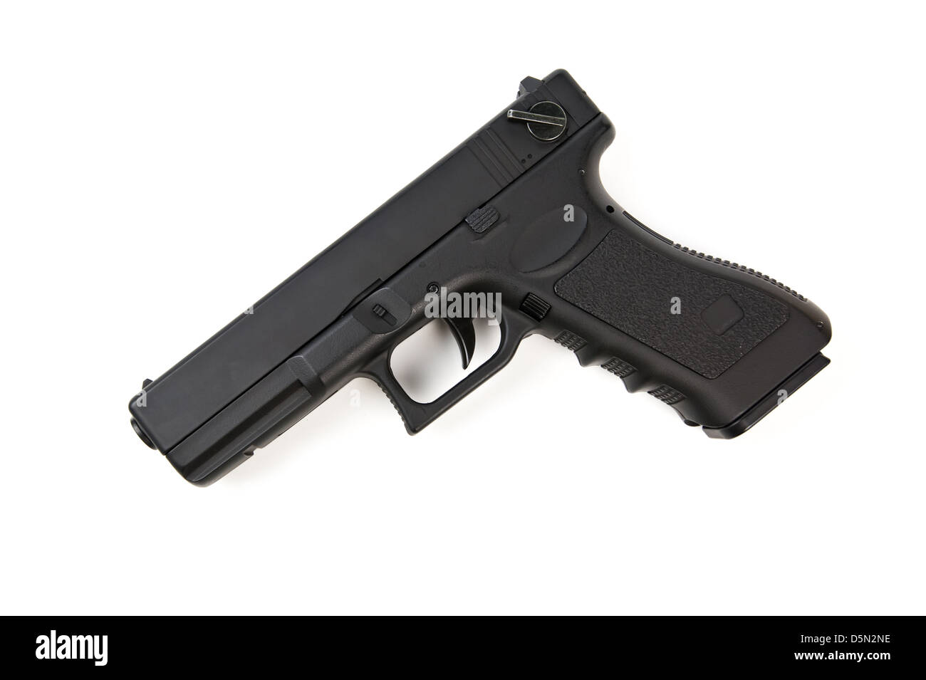 Pistola negro aislado en blanco Foto de stock