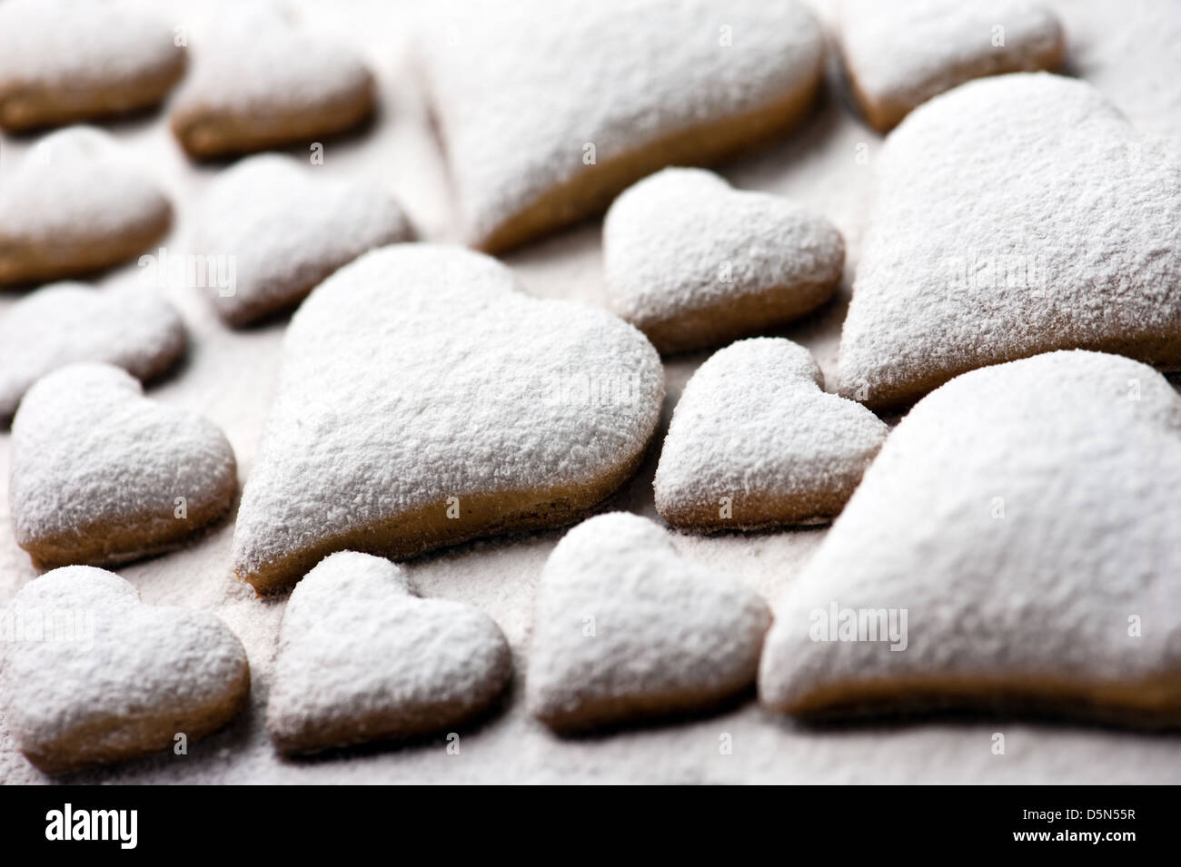 Corazón cookie con azúcar en polvo cerrar Foto de stock
