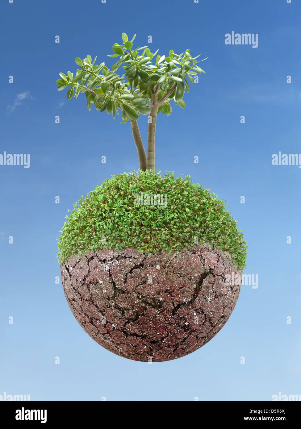 Esfera de tierra seca y agrietada como concepto de calentamiento global Foto de stock