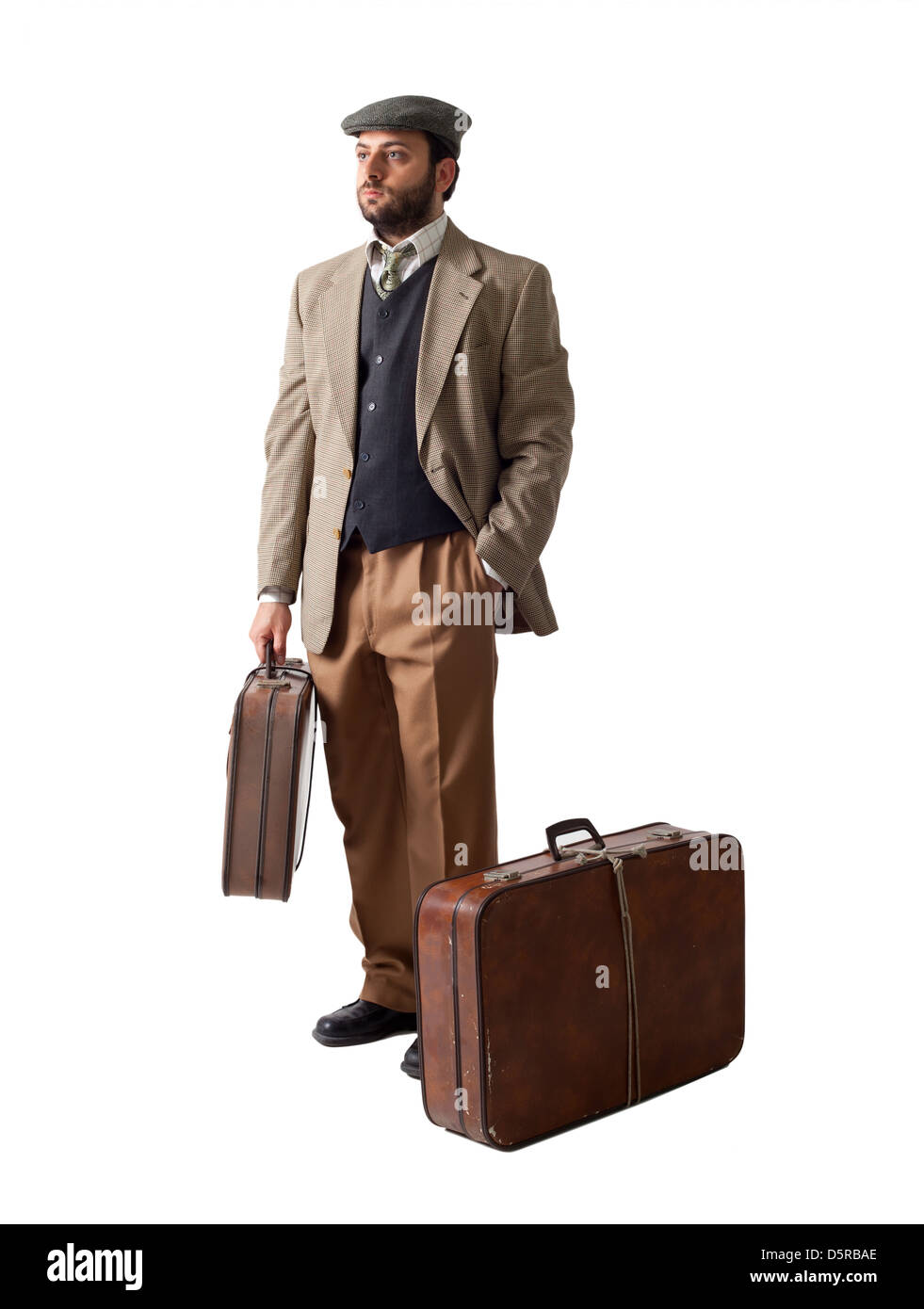Hombre emigrante con las maletas Fotografía de stock - Alamy