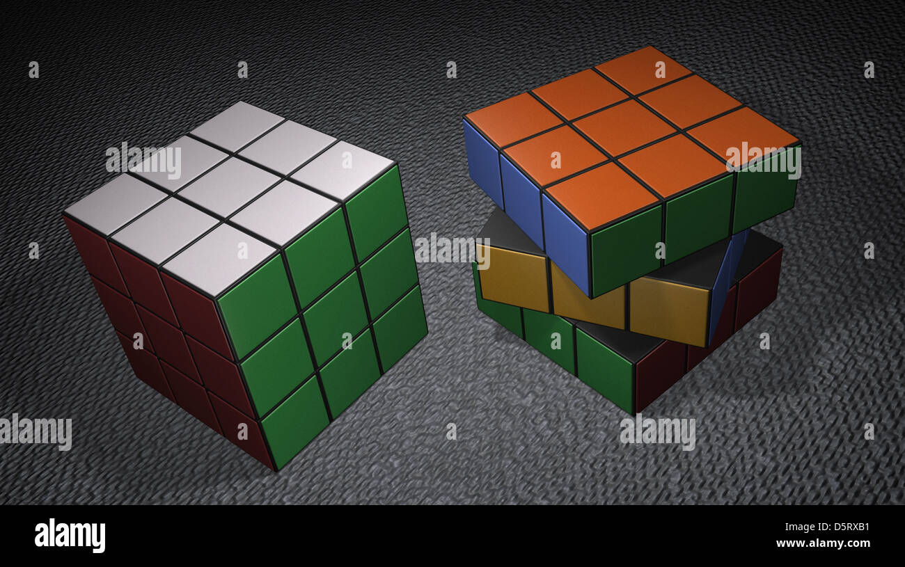 Ilustración del juego educativo el cubo Rubik por ordenador con un diseño  digital 3d Fotografía de stock - Alamy