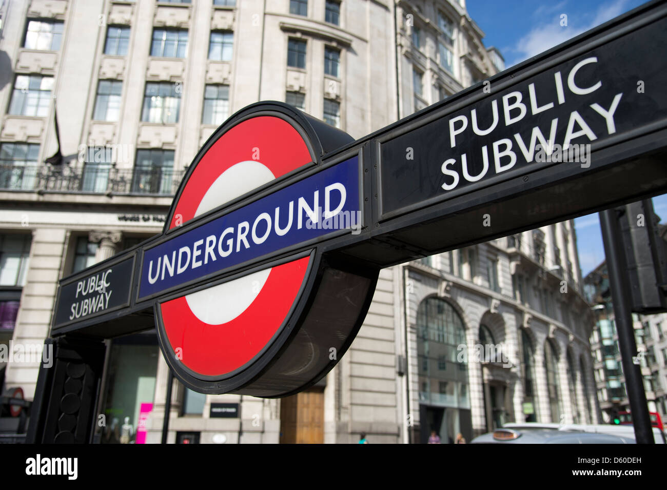 Señal del Metro de Londres, Londres, Reino Unido. Foto de stock