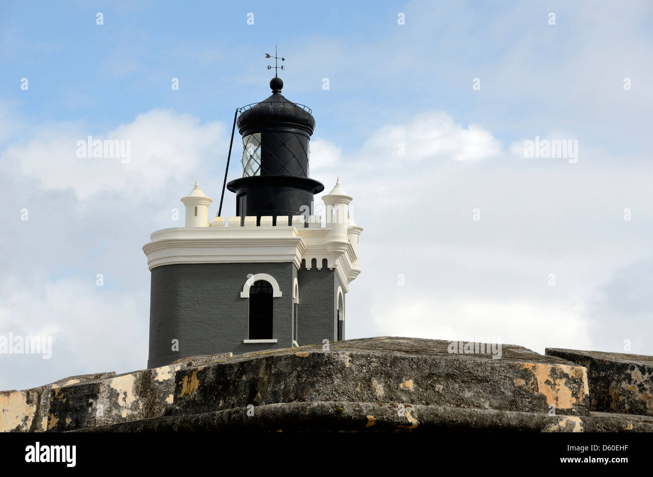 Light House en El Morro, sitio histórico nacional de San Juan, San Juan, Puerto Rico Foto de stock