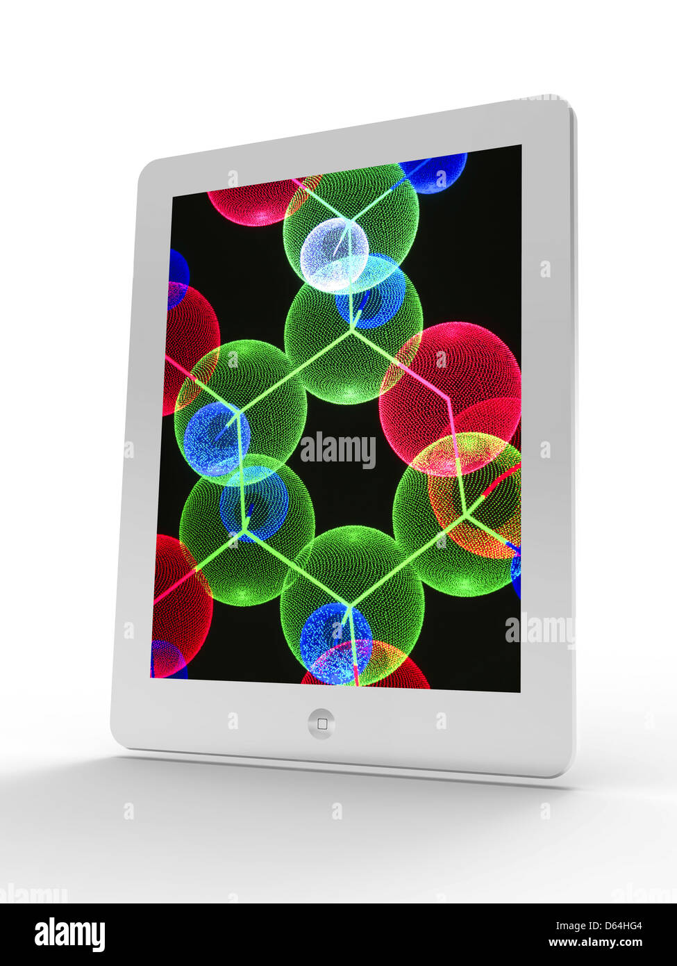 Tablet PC, la molécula de insulina Foto de stock