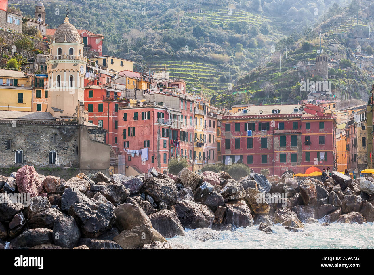 Vernazza, Cinque Terre, Liguria, Italia, Foto de stock