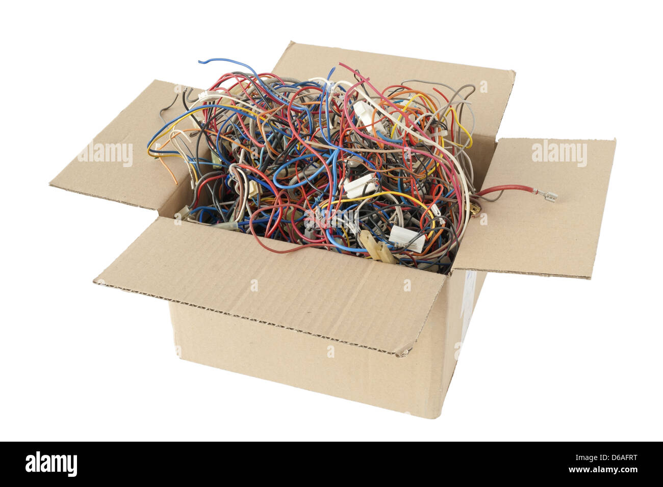 El caos de piezas defectuosas de cables de cobre Foto de stock