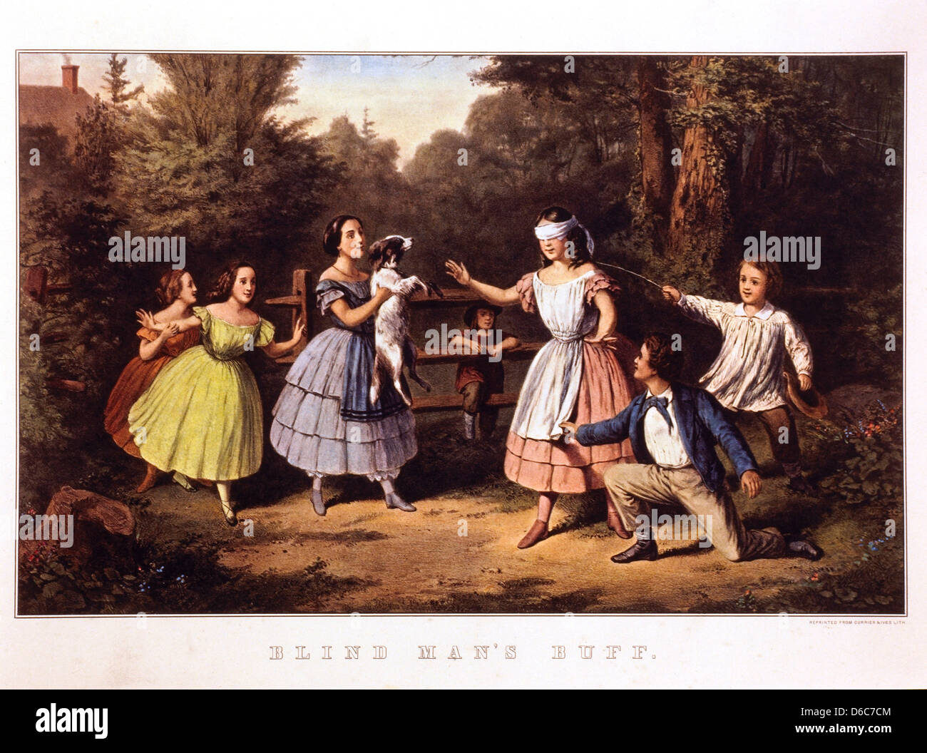 brandy tormenta Consciente de Blind Man's Buff, Currier & Ives, litografía Fotografía de stock - Alamy