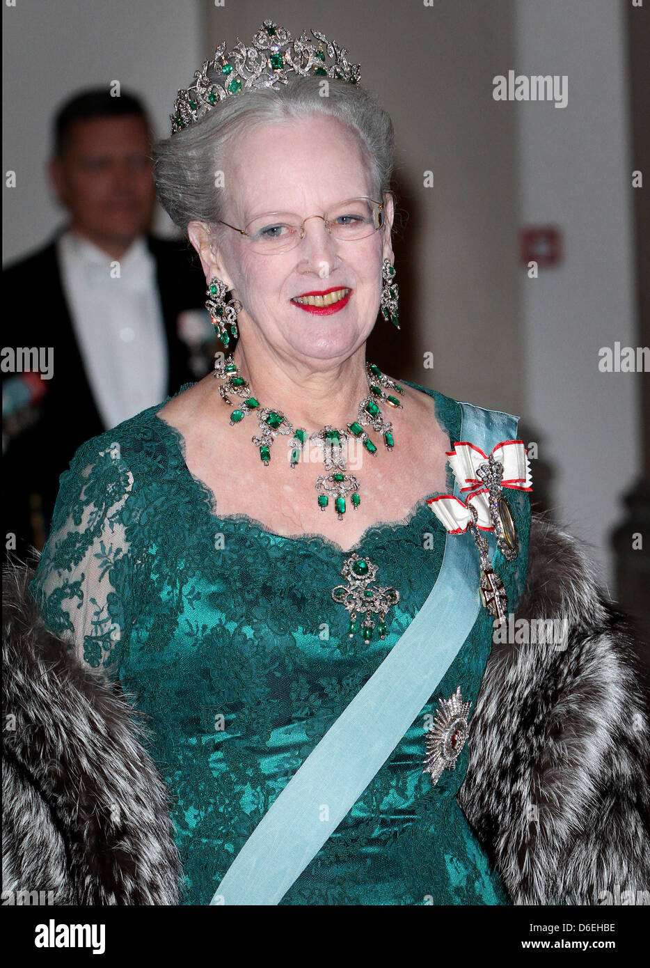 La reina Margarita de Dinamarca, asiste a una cena con el cuerpo diplomático para celebrar sus 40 años en el trono en Christiansborg Palace en Copenhague, Dinamarca, del 1 de febrero de 2012. Foto: Patrick van Katwijk/ PAÍSES BAJOS FUERA Foto de stock