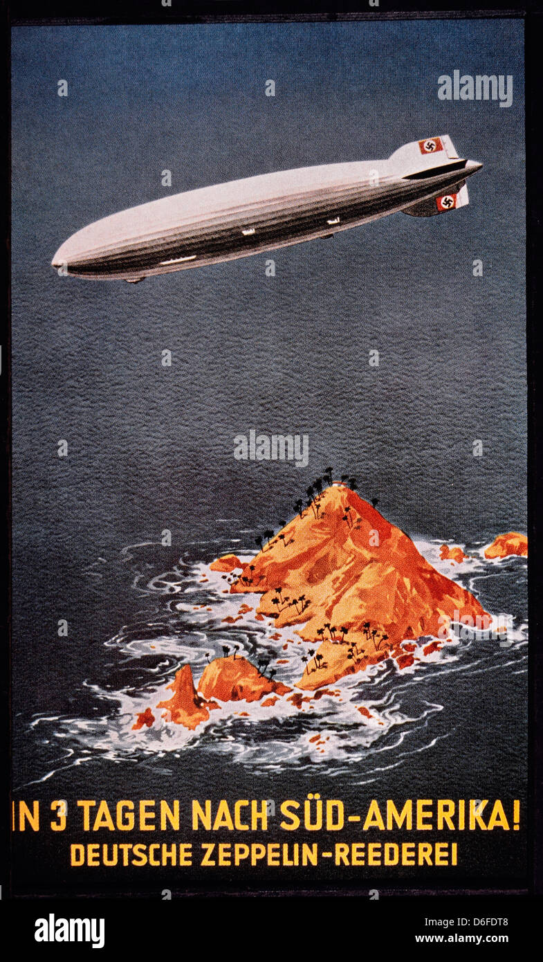 Zeppelin Three-Day servicio entre Alemania y América del Sur, Anuncio, Alemania, 1936 Foto de stock