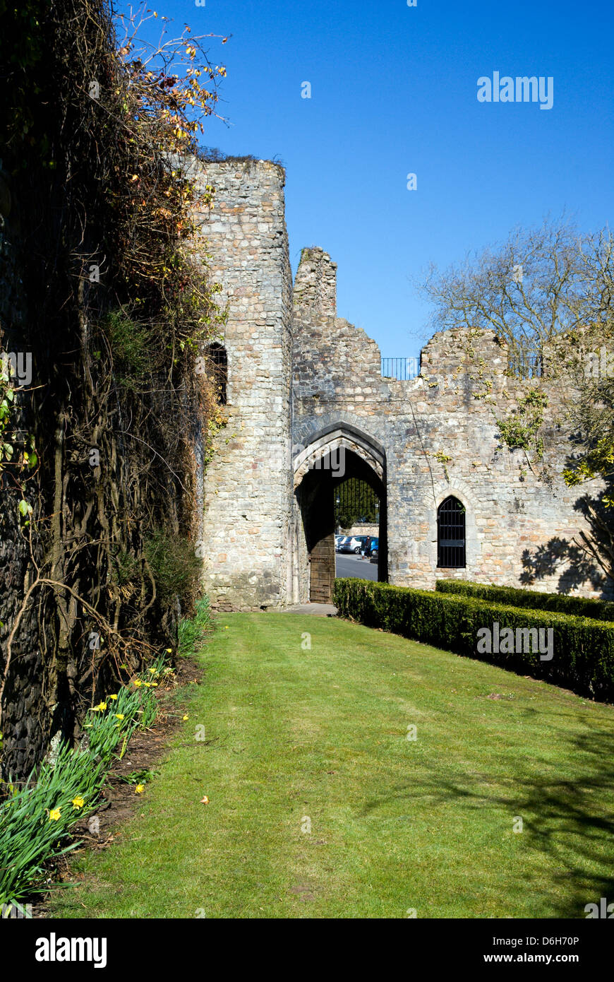 Ruinas del antiguo Palacio Episcopal, Llandaff, Cardiff, Gales. Foto de stock