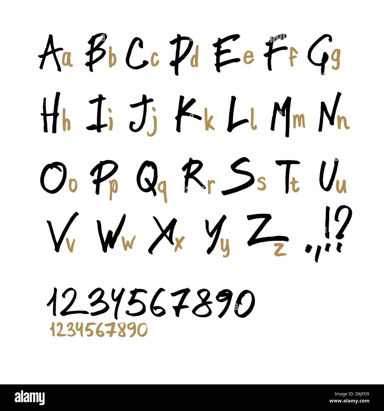 Las letras del abecedario, dibujados a mano en dos caras (mayúsculas y  minúsculas Fotografía de stock - Alamy