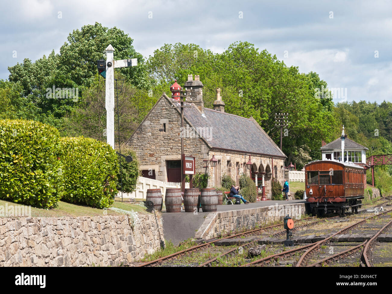 Gran Bretaña, Beamish, al norte de Inglaterra Open-Air Living History Museum, la Estación de Tren Foto de stock