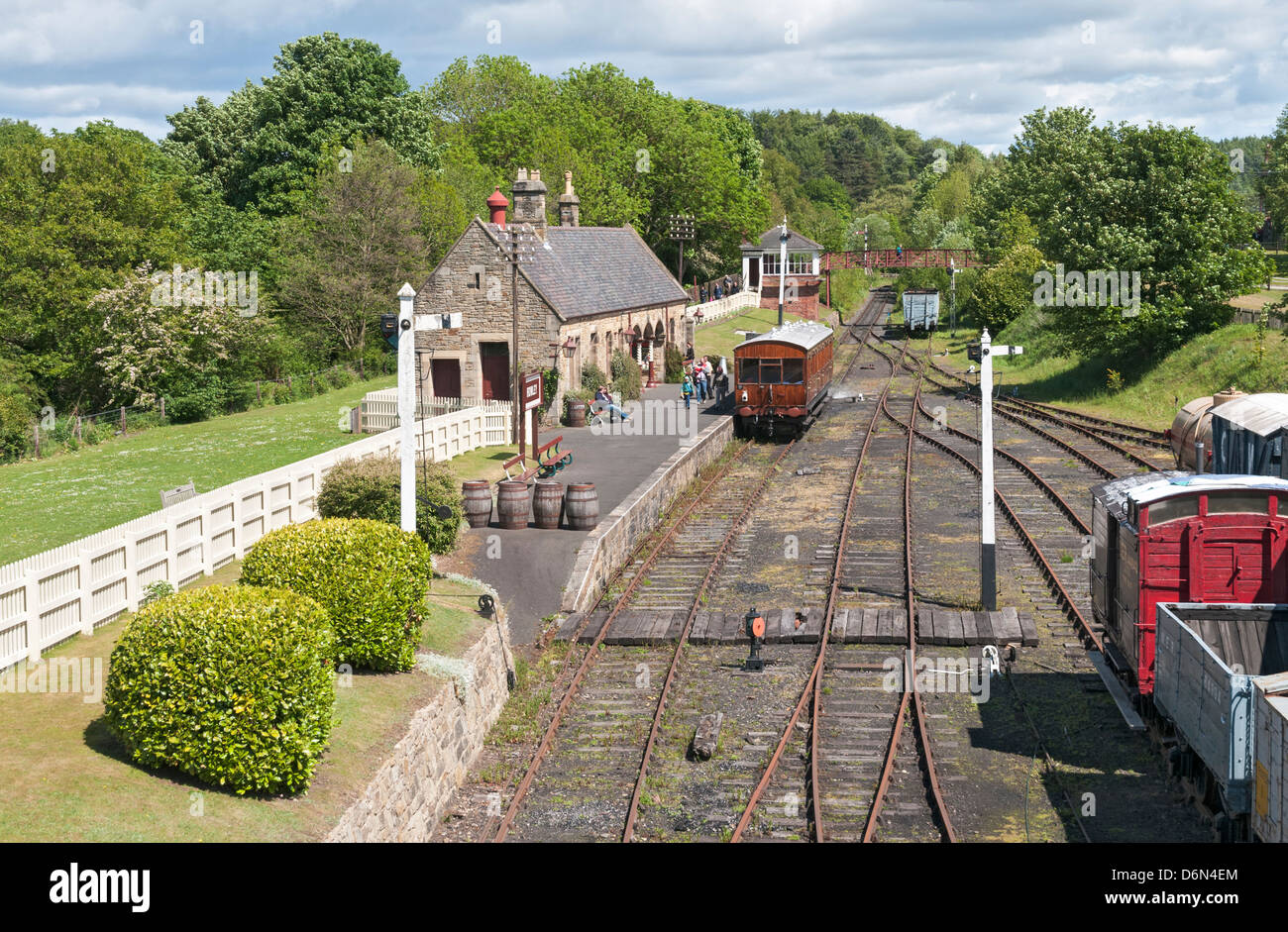 Gran Bretaña, Beamish, al norte de Inglaterra Open-Air Living History Museum, la Estación de Tren Foto de stock