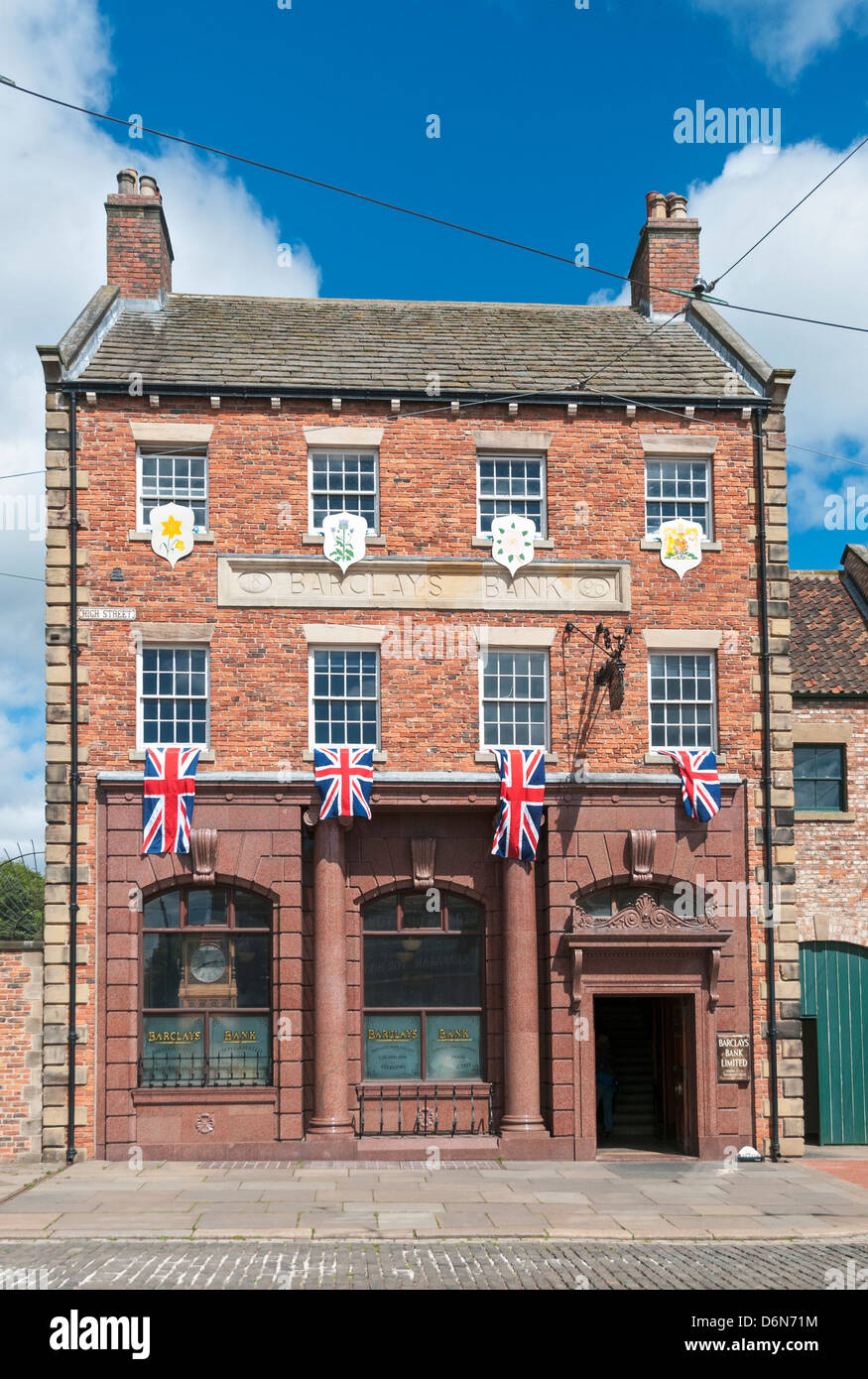 Gran Bretaña, Beamish, al norte de Inglaterra Open-Air Living History Museum, la ciudad, Barclays Bank Foto de stock