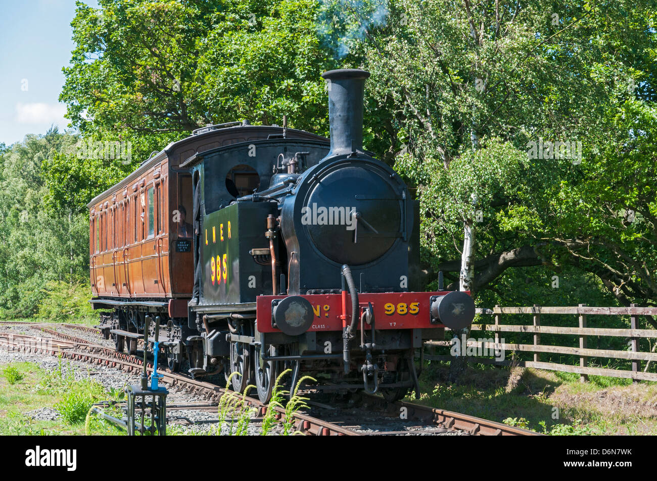 Gran Bretaña, Beamish, al norte de Inglaterra Open-Air Living History Museum, ferrocarril locomotora de vapor Foto de stock