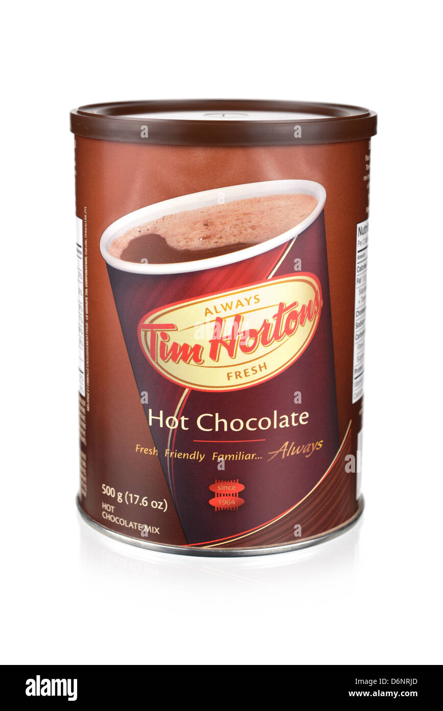 Chocolate caliente el estaño, Tim Hortons Foto de stock