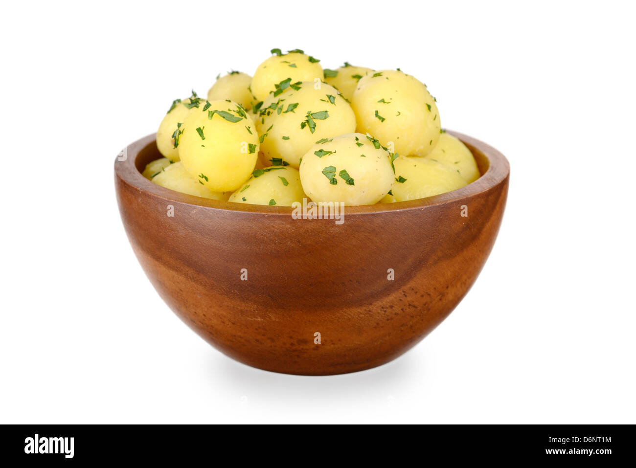 Patatas aderezado con perejil, Mini patatas duraznos amarillo Foto de stock