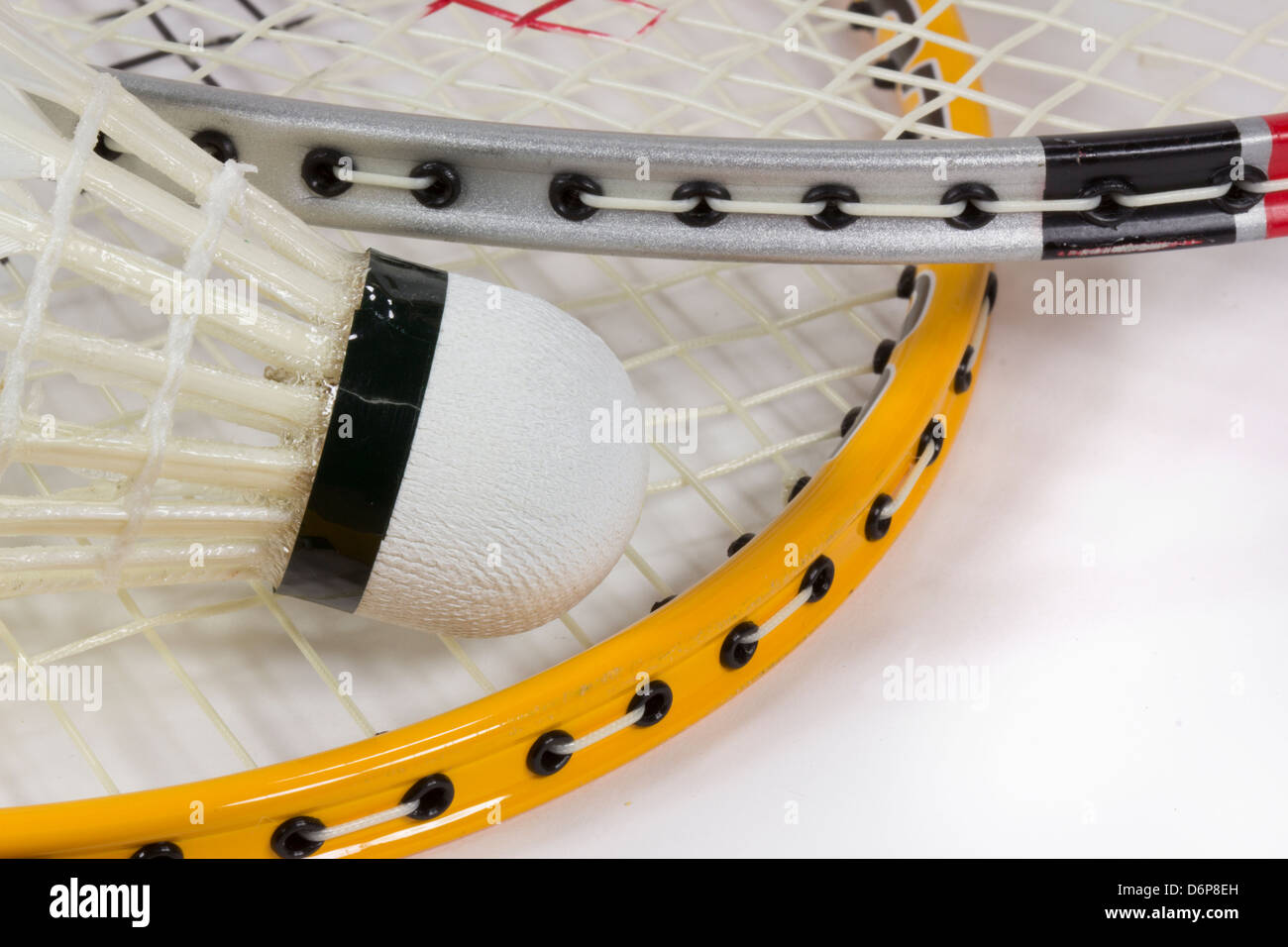 Con raquetas de badminton shuttlecocks Foto de stock