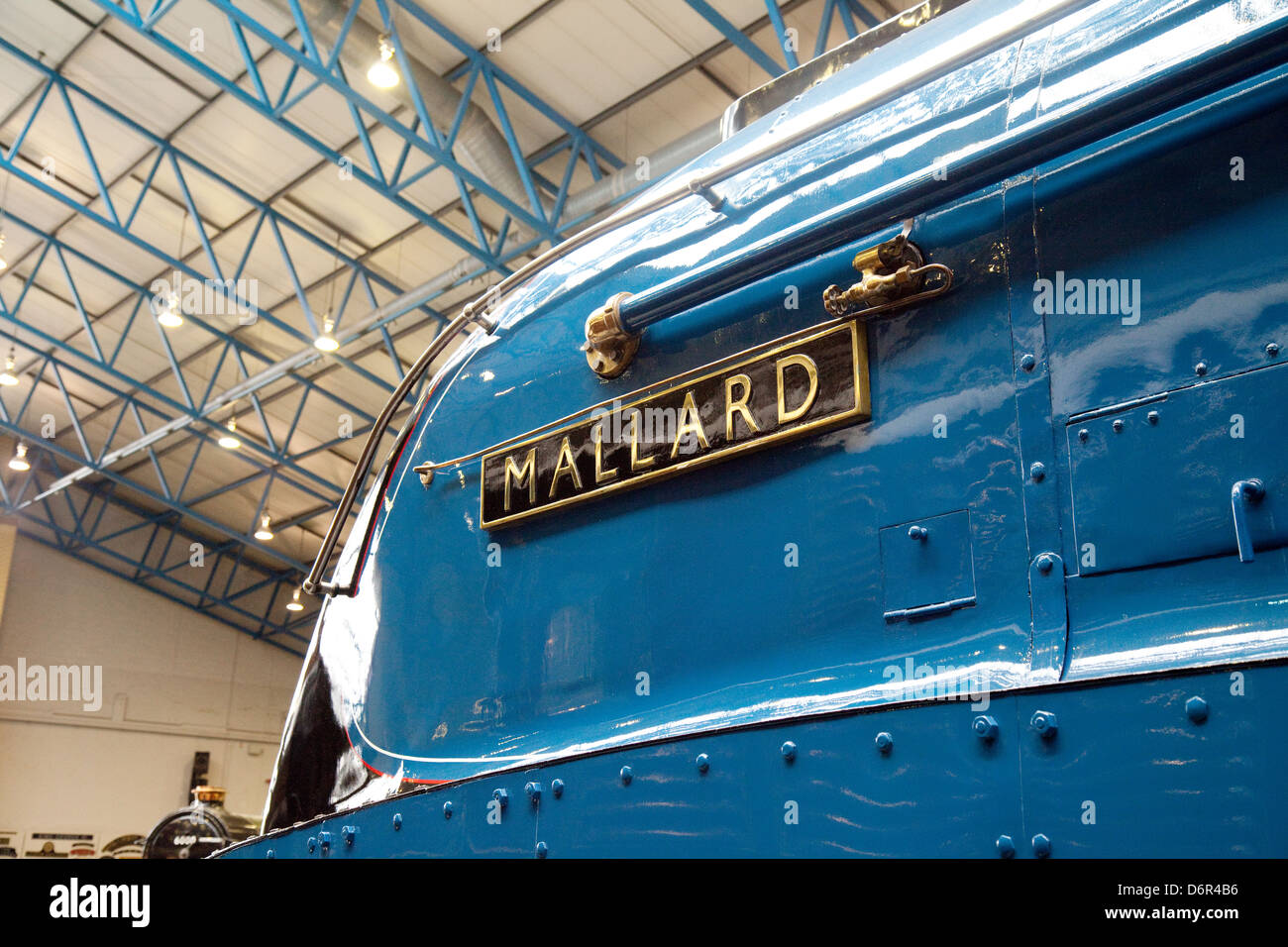 El pato vapor locomotora del motor; el National Railway Museum, York, Yorkshire, Reino Unido Foto de stock