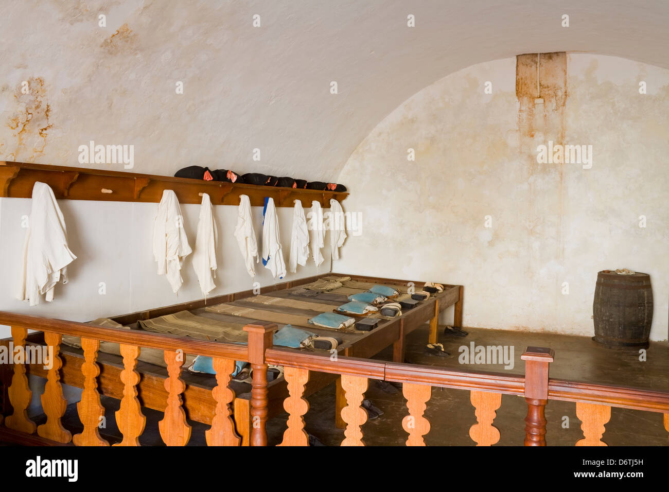 Las viviendas de los soldados en el Castillo San Felipe del Morro, Viejo San Juan, San Juan, Puerto Rico Foto de stock