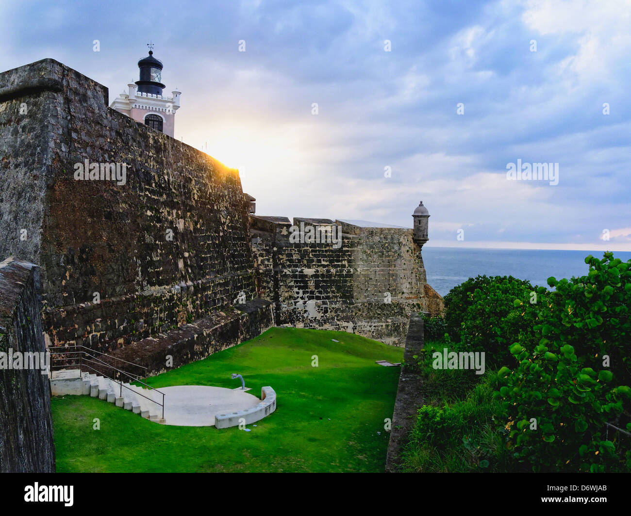 Puerto Rico, el Viejo San Juan, las paredes del Fuerte San Felipe del Morro Foto de stock