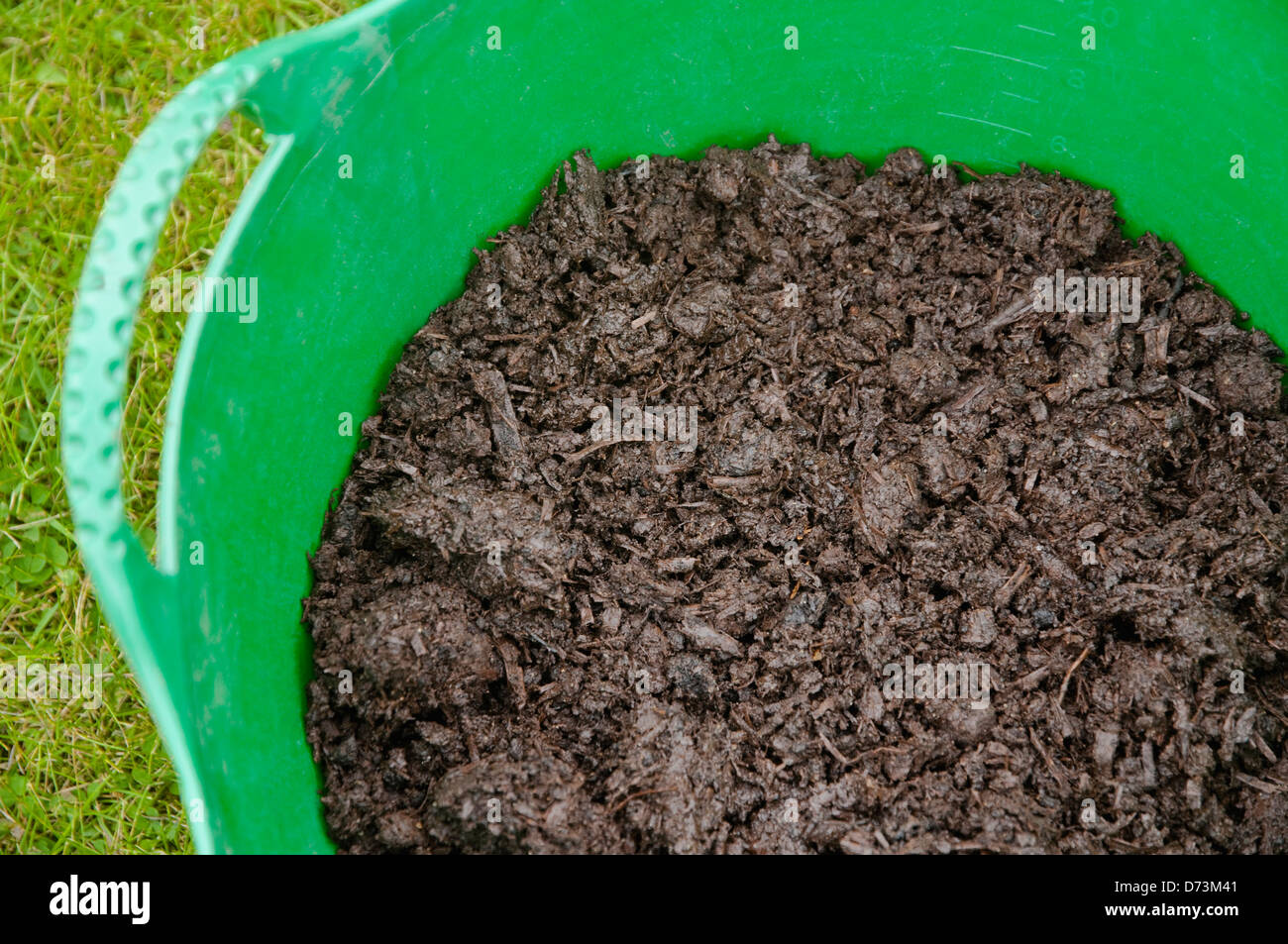 Estiércol de caballo mezclado con compost de champiñones. Un buen pajote / tapa de tierra y alimentación de suelo que beneficia a una amplia gama de siembra. Foto de stock