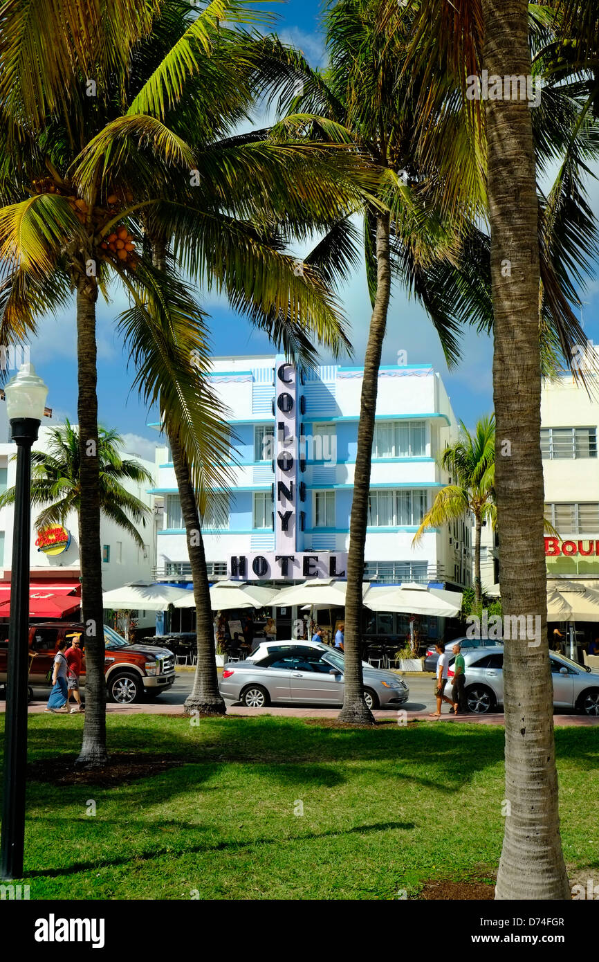 Hoteles Art Deco de Ocean Drive de Miami Beach, Miami, Florida Foto de stock