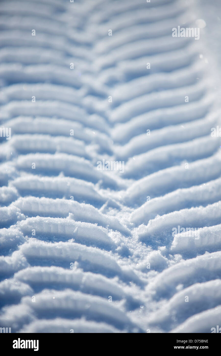 Alquiler de pistas de neumáticos de invierno sobre la nieve Foto de stock