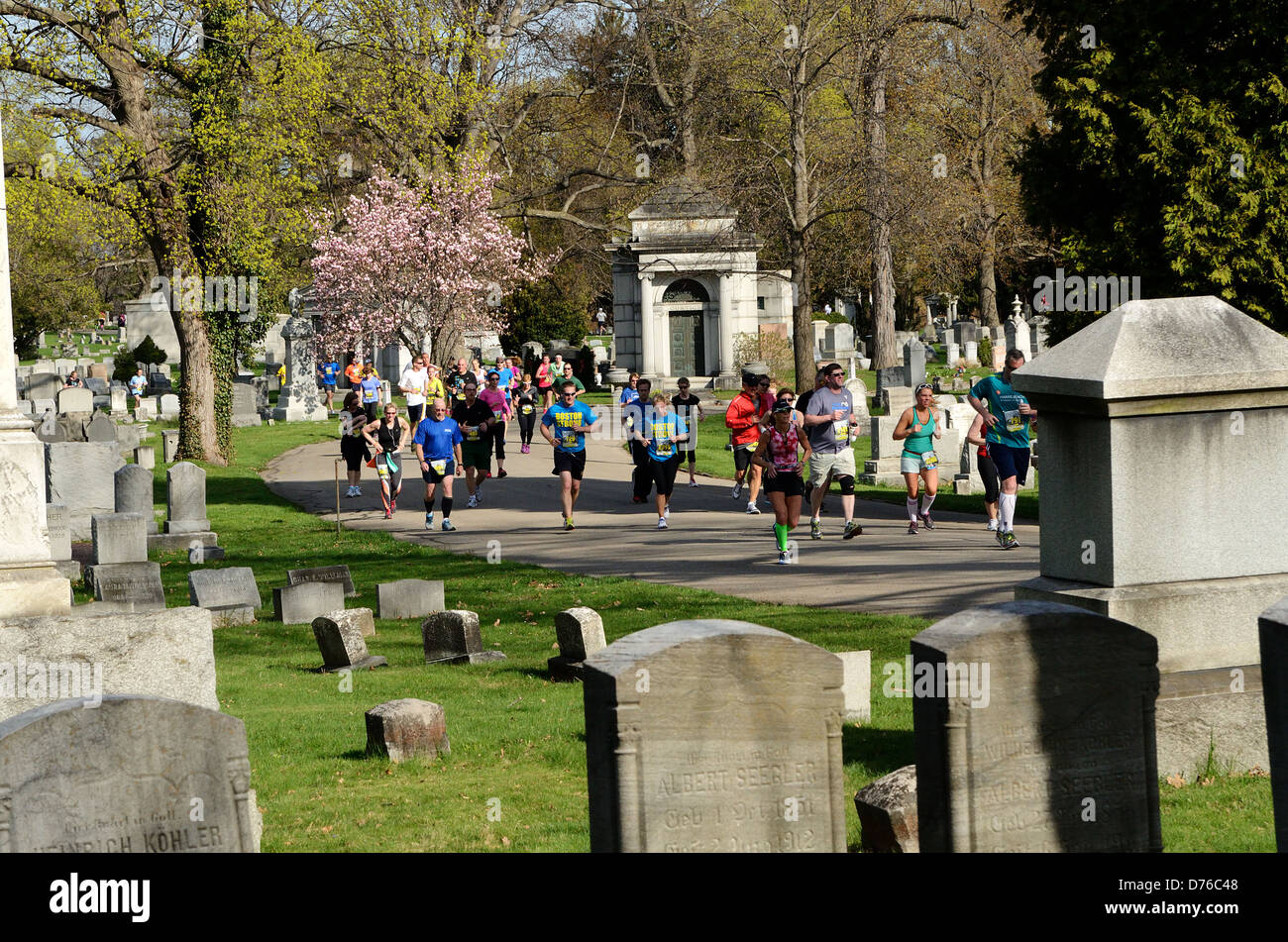 Los corredores en la carrera de media maratón Rochester NY US. Foto de stock