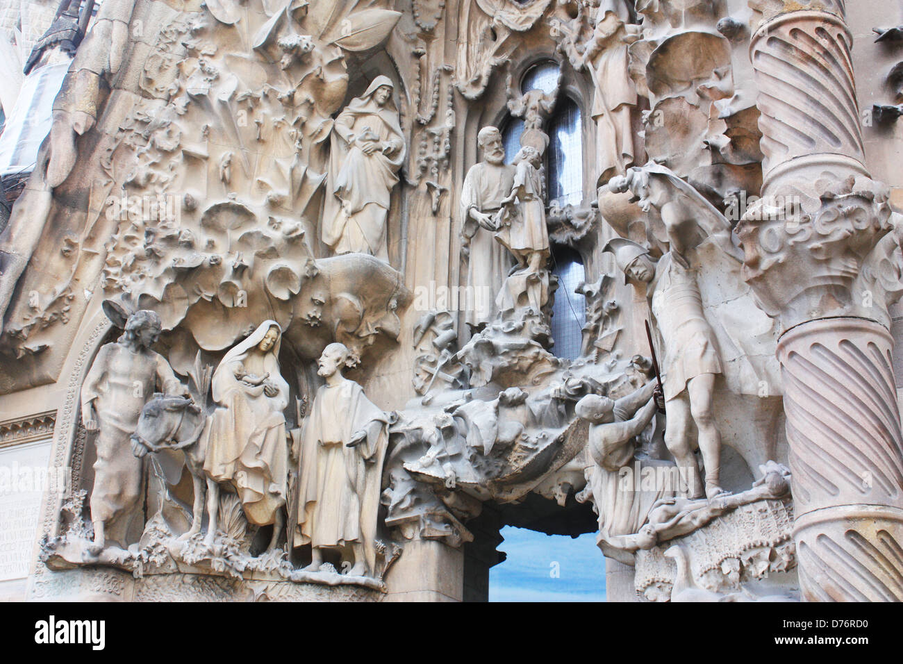 Estatuas de la Sagrada Familia en Barcelona, España Fotografía de stock