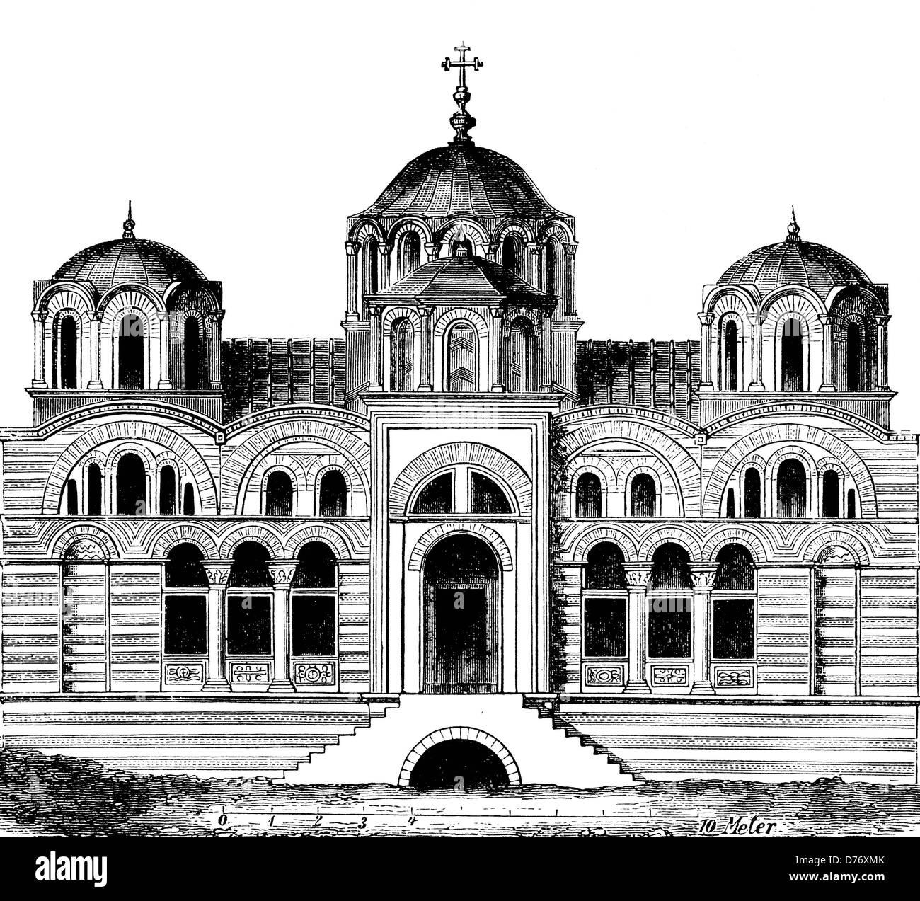 Iglesia Theotos xilografía en Bizancio, desde 1880 Foto de stock