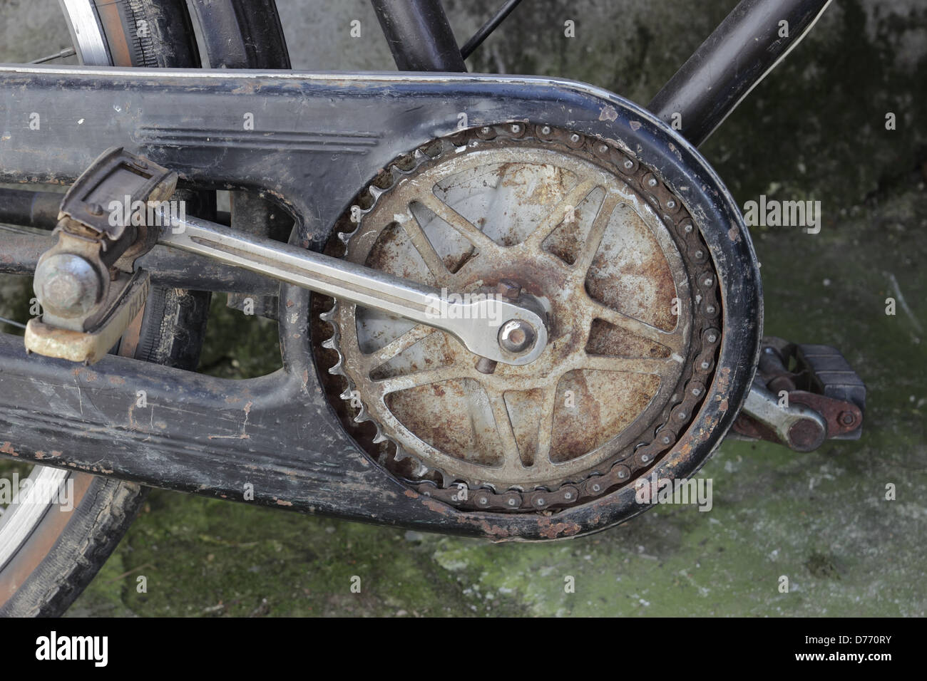 de cadena de una vieja bicicleta de stock - Alamy