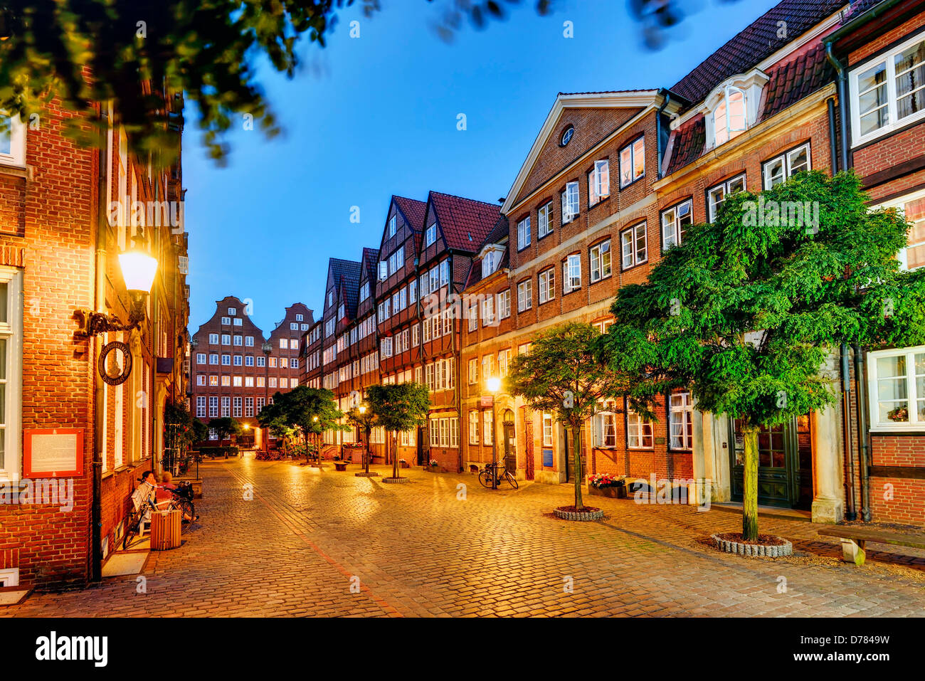 Edificios históricos en Peterstrasse en Neustadt de Hamburgo, Alemania, Europa Foto de stock