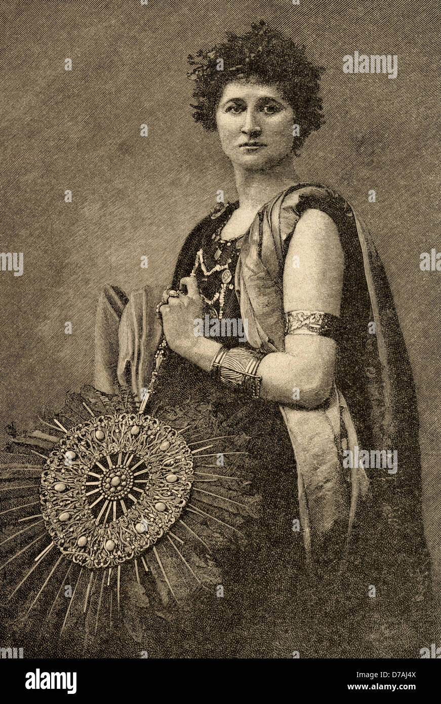 Mary Anderson (1859-1940). Actriz norteamericana. Mary Anderson en el papel de Hermione, esposa de Pirro. Grabado. Foto de stock
