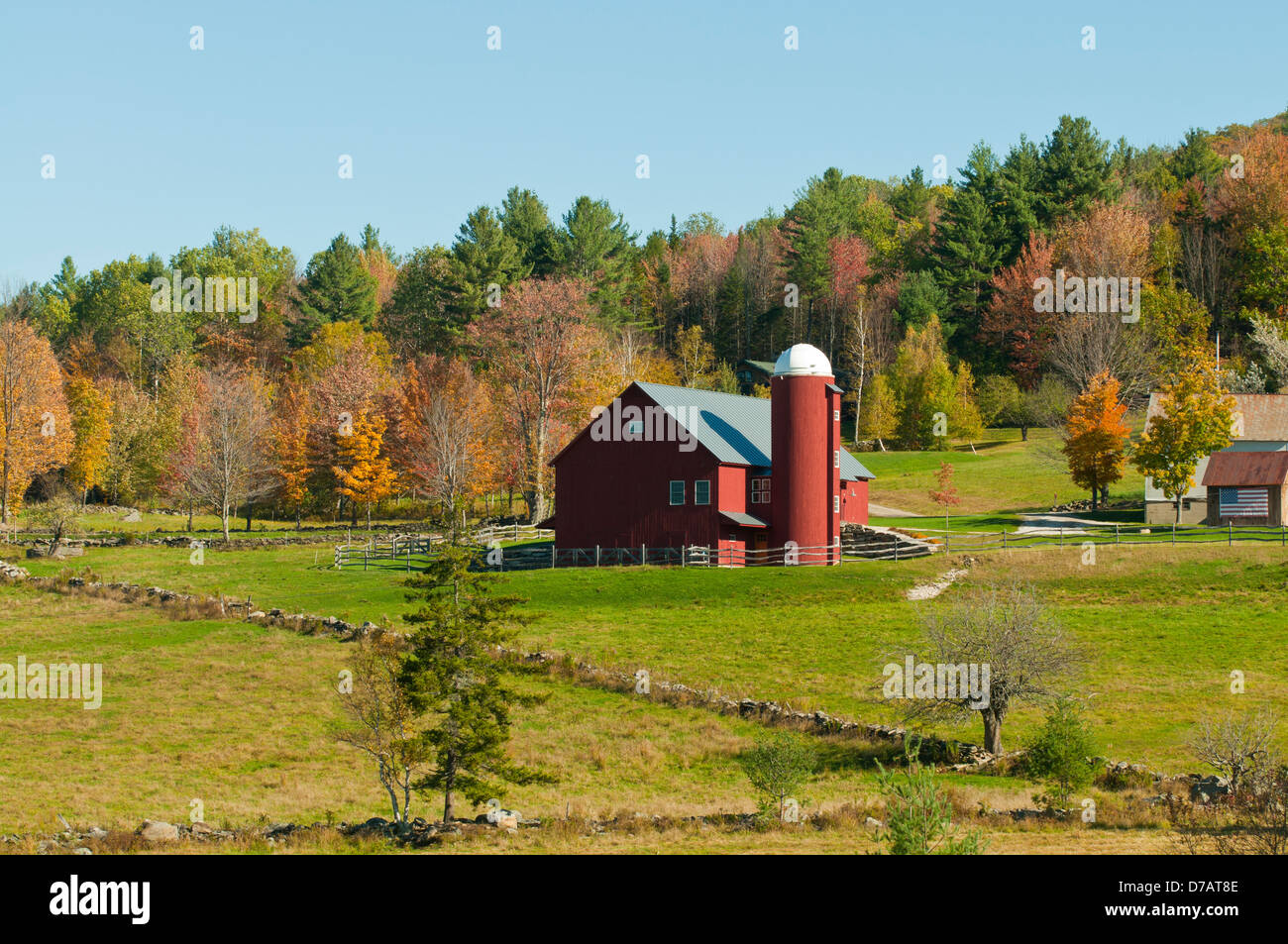 Cerca de la granja de East Wallingford, Vermont, EE.UU. Foto de stock