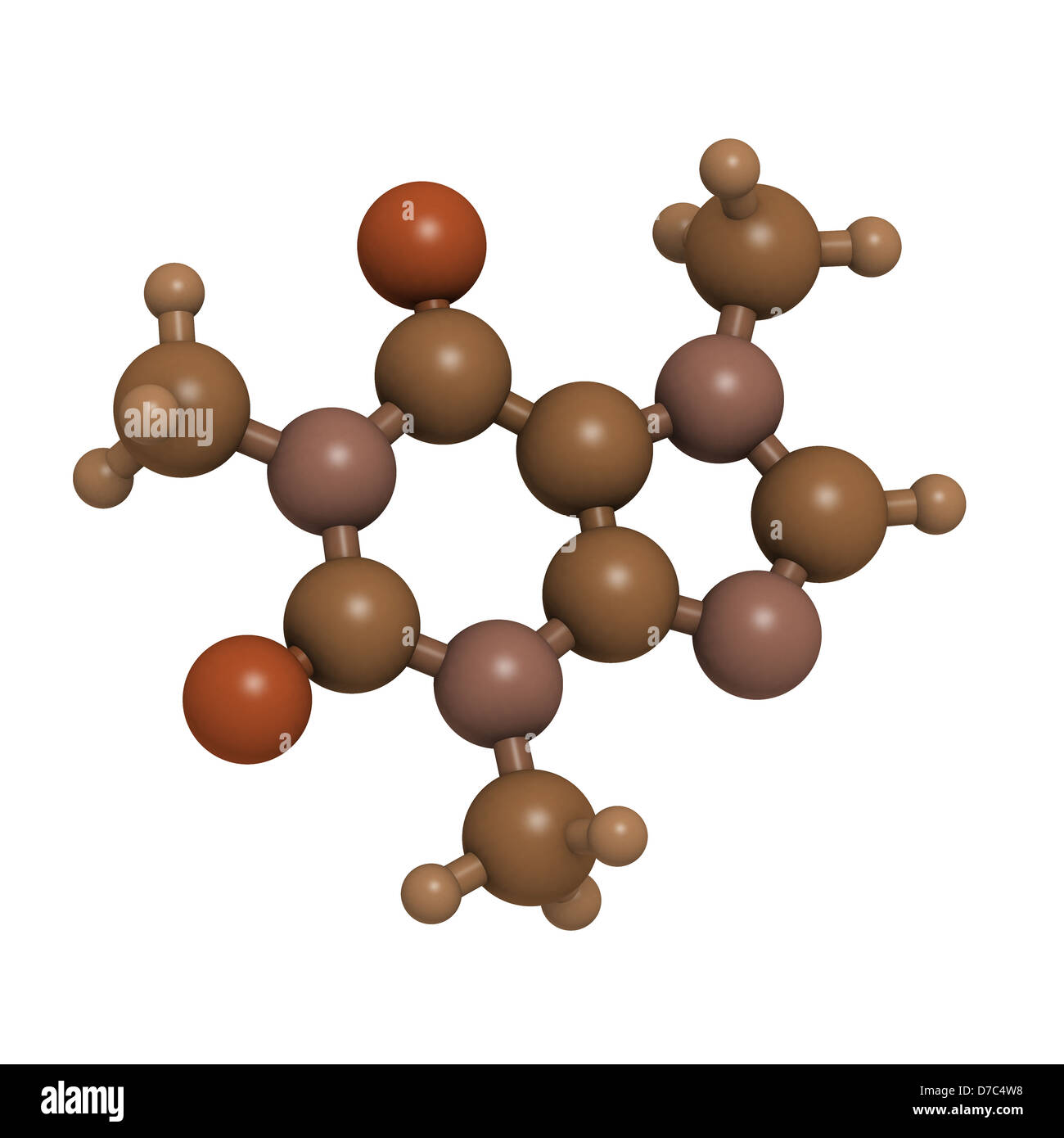 La cafeína, el modelo molecular. Los átomos son representados como esferas  Fotografía de stock - Alamy