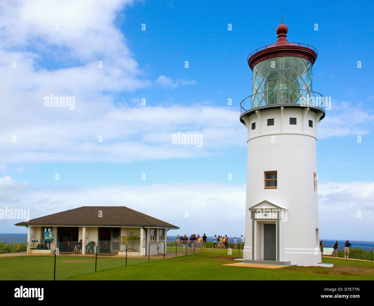 El histórico faro Kilauea en la orilla norte de Kauai. Foto de stock