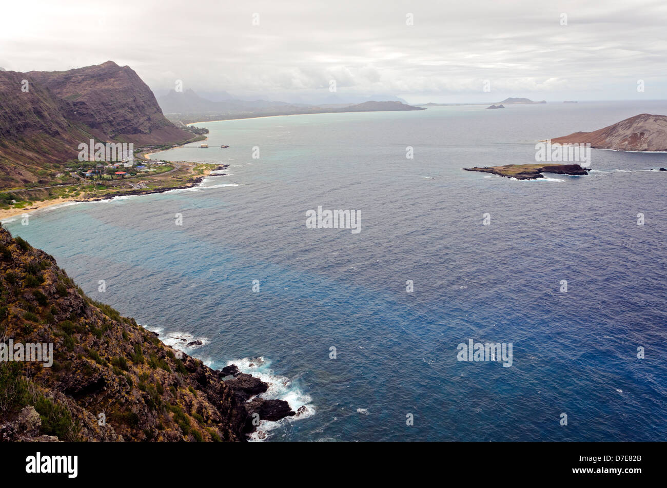 Vista desde el mirador de Makapuu, Oahu, Hawaii Foto de stock