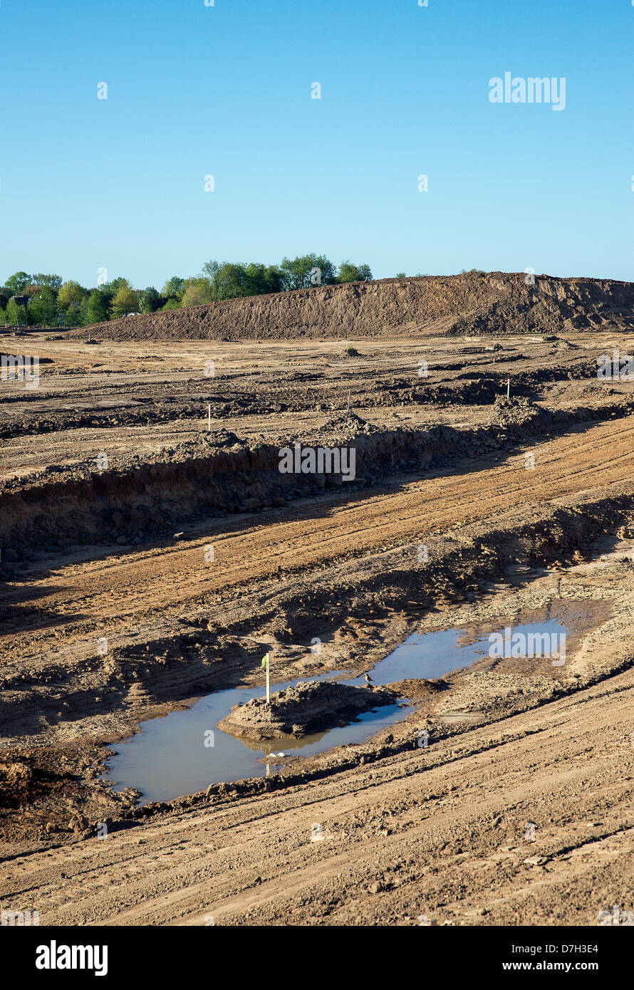 La tierra cruda en el desarrollo para la construcción de viviendas nuevas, Nueva Jersey, EE.UU. Foto de stock